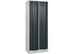 C+P Schliessfachschrank Resisto, 2 Abteile, 8 Fächer, B 772 x T 540 x H 1950 mm, Anthrazitgrau/Lichtgrau