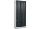 C+P Garderobenspind Resisto, 2 Abteile, 4 Fächer, B 772 x T 540 x H 1950 mm, Lichtgrau/Anthrazitgrau