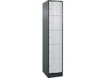 C+P Schliessfachschrank Resisto, 1 Abteil, 5 Fächer, B 396 x T 640 x H 1950 mm, Anthrazitgrau/Lichtgrau