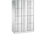 C+P Kombi-Schliessfachschrank Resisto, 3 Abteile, 10 Fächer, B 1148 x T 540 x H 1950 mm, Lichtgrau