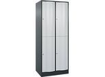 C+P Garderobenspind Resisto, 2 Abteile, 4 Fächer, B 772 x T 640 x H 1950 mm, Anthrazitgrau/Lichtgrau