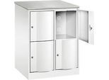 C+P Schliessfachschrank Resisto, 2 Abteile, 4 Fächer, B 772 x T 640 x H 1077 mm, Verkehrsweiss