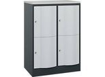 C+P Schliessfachschrank Resisto, 2 Abteile, 4 Fächer, B 772 x T 540 x H 1077 mm, Anthrazitgrau/Lichtgrau
