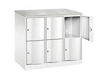 C+P Schliessfachschrank Resisto, 3 Abteile, 6 Fächer, B 1148 x T 640 x H 1077 mm, Verkehrsweiss