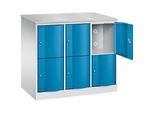 C+P Schliessfachschrank Resisto, 3 Abteile, 6 Fächer, B 1148 x T 640 x H 1077 mm, Lichtgrau/Lichtblau