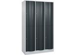 C+P Garderobenspind Resisto, 3 Abteile, 6 Fächer, B 1148 x T 540 x H 1950 mm, Lichtgrau/Anthrazitgrau