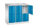 C+P Schliessfachschrank Resisto, 3 Abteile, 6 Fächer, B 1148 x T 540 x H 1077 mm, Lichtgrau/Lichtblau