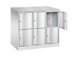 C+P Schliessfachschrank Resisto, 3 Abteile, 6 Fächer, B 1148 x T 640 x H 1077 mm, Lichtgrau