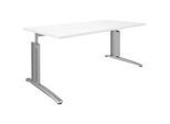 Moderano Schreibtisch , Weiß, Alufarben , Metall, Holzwerkstoff , rechteckig , C-Form , 80x68-82x160 cm , Made in Germany , Büromöbel, Büromöbel-Sets & Büromöbel-Serien, Büromöbelserien