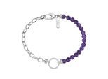 Armband "mit Amethyst-Kugeln und Zirkonia, Silber 925", lila, GIORGIO MARTELLO MILANO, Armbänder, Damen, 19cm, Silber 925 (Sterlingsilber), Armband