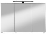 Spiegelschrank WELLTIME "Trento, verschiedene Ausführungen und Farben", grau (grafit), B:100cm H:64cm T:20cm, Schränke, Spiegelschrank, Breite 100 cm, mit 3D-Effekt, Spiegeltüren, Inklusive LED-Beleuchtung