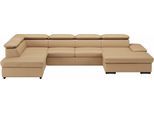 Wohnlandschaft SIT & MORE "Alcudia U-Form", braun (cappuccino), B:349cm H:73cm T:226cm, Sofas, Wohnlandschaft, wahlweise mit Bettfunktion