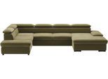 Wohnlandschaft SIT & MORE "Alcudia U-Form", grün (olive), B:349cm H:73cm T:226cm, 98% Polyester, 2% Polyamid, Sofas, Wohnlandschaft, wahlweise mit Bettfunktion