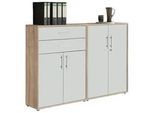 Mid.you Aktenschrank , Weiß, Eichefarben , Holzwerkstoff , 3 Fächer , 2 Schubladen , 168.8x113.6x33 cm , Made in Germany , erweiterbar, in verschiedenen Holzdekoren erhältlich, abschließbar , Büromöbel, Büroschränke, Aktenschränke