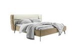 Lomoco Polsterbett , Weiß, Sandfarben , Textil , 180x200 cm , Blauer Engel, Goldenes M, Oeko-Tex® Standard 100, DGM-Emissionslabel , Über- und Sondergrößen erhältlich, gepolstertes Kopfteil, Lattenrosthöhe individuell einstellbar, Stoffauswahl, in verschiedenen Größen erhältlich, für Lattenrost geeignet , Schlafzimmer, Betten, Polsterbetten