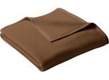 Wohndecke BIEDERLACK "Cotton Home", braun (schoko), B:150cm L:220cm, Baumwolle, Polyacryl, Wohndecken, Wohndecke, im Uni Design, Kuscheldecke
