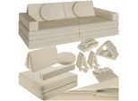 tectake® Spielsofa, 8-teilig, flexible Anordnung, Leinenbezüge, abnehmbar und waschbar, stapelbar