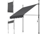 tectake® Klemmmarkise, mit Handkurbel, höhenverstellbar 211 - 304 cm, einfache Montage