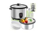 tectake® Reiskocher, 1,8 l, für 10 Portionen, Warmhaltefunktion, hitzebeständige Griffe, 31 x 27,5 x 25,5 cm