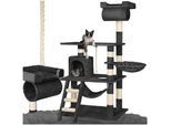 tectake® Kratzbaum, 141 cm, mit Katzenhaus, inklusive Spielkordel und Kippschutz