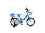 Byox Kinderfahrrad 16 Zoll 1602, Stützräder, höhenverstellbar, Klingel, Körbe blau