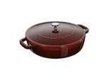 Staub Braisers Bräter mit Chistera Drop-Structure 28 cm, rund, Grenadine-Rot, Gusseisen
