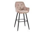 champagner beige Samt Barstuhl mit Lehne Metall schwarz