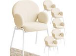 tectake® Stuhl, gepolstert mit Bouclé-Bezug, runde Stahlbeine, Belastbarkeit 120 kg, 61,5 x 62 x 90 cm