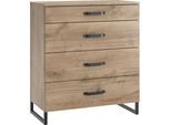 Schubkastenkommode WIMEX "Detroit by fresh to go", braun (plankeneichefarben, raw steel), B:81cm H:92cm T:41cm, Sideboards
