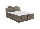 Mid.you Boxspringbett , Braun , Textil , H2 , 7-Zonen , 180x200 cm , gepolstertes Kopfteil, Federkernmatratze , Schlafzimmer, Betten, Boxspringbetten