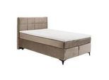 Xora Boxspringbett , Graubraun , Textil , H2 , 7-Zonen , 140x200 cm , gepolstertes Kopfteil, Federkernmatratze, Stoffauswahl, in verschiedenen Größen erhältlich , Schlafzimmer, Betten, Boxspringbetten