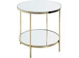 Xxxl Beistelltisch , Messingfarben , Metall, Glas , rund , rund , 45x46x45 cm , offenes Fach , Wohnzimmer, Wohnzimmertische, Beistelltische, Beistelltische Metall