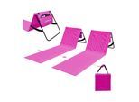 24MOVE® Strandmatte 2er Set klappbar mit Rückenlehne, Strandliege mit Gurt, tragbar für Strand und Garten, Liegematte rosa