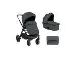 Kikkaboo Kinderwagen Tiffany 2 in 1 Babywanne, Sportsitz, Wickeltasche, PU-Räder grau schwarz