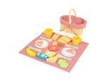 Tooky Toy Spielzeug Picknickkorb TK454 Holz, Picknickdecke, Teller, Lebensmittel rot