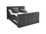 Carryhome Boxspringbett , Anthrazit , Textil , H2 + H3 , 7-Zonen , 180x200 cm , gepolstertes Kopfteil, Topper durchgehend, Wendematratze mit unterschiedlichen Härtegraden , Schlafzimmer, Betten, Boxspringbetten
