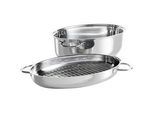 Zwilling Bräter , Edelstahlfarben , Metall , 8,5 l , oval , 38 cm , backofengeeignet,backofengeeignet , Kochgeschirr, Töpfe, Bräter