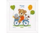 Stickbild "Bärchen auf Fahrrad", 27 x 29 cm