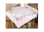 Stickmitteldecke "Rosen & Schmetterlinge"