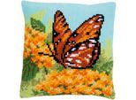 Kreuzstichkissen "Schmetterling auf Blume"