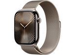 Smartwatch APPLE "Watch 10 Titan", beige (natur), Smartwatches, 46mm, Cellular, M/L, Milanaise, Topseller