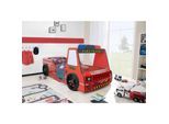 Autobett Kinder 90x200 cm Feuerwehrbett "Rio Firetruck" mit LED-Licht und Sirenenoptik