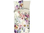 Descanso Wendebettwäsche »Novara«, Baumwolle, Satin, 135x200, Biese, Reissverschluss, Wende, Blumen, Natur