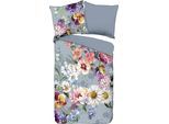 Descanso Wendebettwäsche »Novara«, Baumwolle, Satin, 135x200, Biese, Reissverschluss, Wende, Blumen, Natur