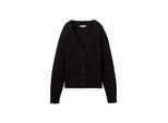 TOM TAILOR DENIM Damen Cardigan mit V-Ausschnitt, schwarz, Uni, Gr. M