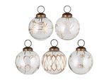 IB Laursen Weihnachtskugel 5er-Set mit goldfarbener Eingravierung, Höhe 7, Ø 6.3 cm, Transparent