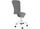 Aeris Bürohocker , Grau, Weiß , Metall, Textil , Rollen, C-Form, rund , 55x105.115x55 cm , Made in Germany, Oeko-Tex® Standard 100, AGR-geprüft , Büromöbel, Bürostühle, Bürohocker