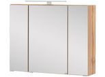 Spiegelschrank WELLTIME "Kaunas", braun (wotaneiche), B:80cm H:64cm T:20cm, Holzwerkstoff, Schränke, Spiegelschrank, 80 cm breit, Soft-Close-Funktion
