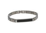 Armband JACQUES CHARREL "Gliederarmband, Mittelteil mit gemusterter Einlage, Edelstahl", Herren, Gr. 21cm, Edelstahl, silber, Armbänder Gliederarmband