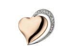Herzanhänger JOBO "Anhänger Herz", silber (silber 925), Schmuckanhänger, Damen, Silber 925 (Sterlingsilber), 925 Silber bicolor vergoldet mit 13 Zirkonia